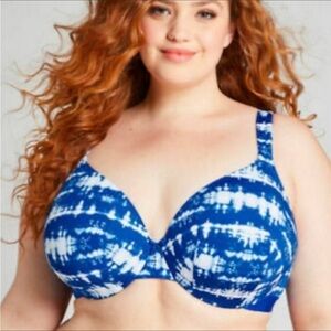 Cacique Lightly Lined Full coverage Bra Blue tie-dye Size 44D